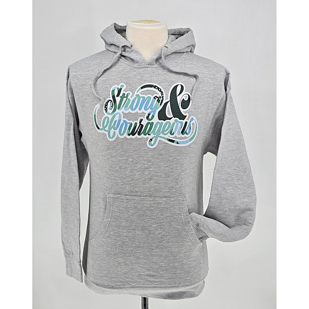 New Strong & Courageous Heather Grey Hoodie Sweatshirt - Independent Trading Co.